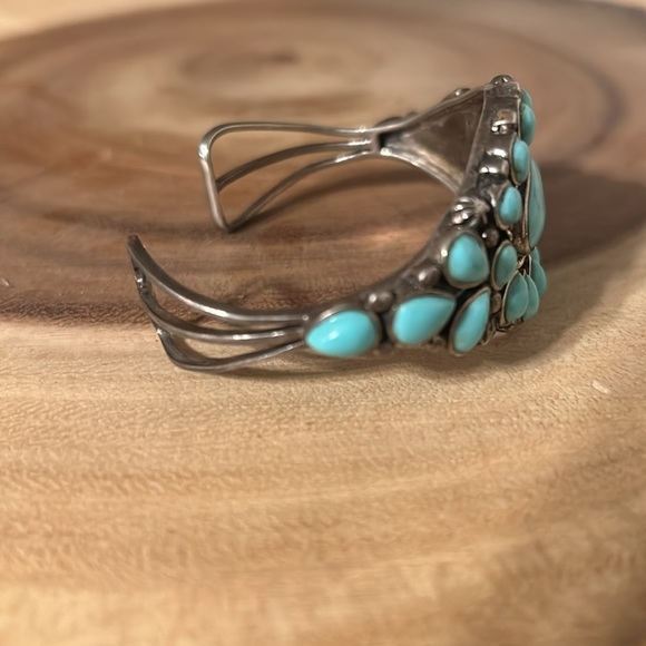 Turquoise Cluster Cuff Bracelet - Picture 3 of 8